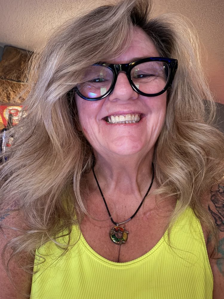 Tish grinning, real and sober
